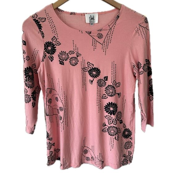 Clint Honolulu Asian Hawaiian Inspired Floral Crew Neck Quarter Sleeve Top XS - Picture 1 of 6